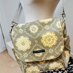 Petunia Pickle Bottom diaper bag Gray and Cream with Vintage Medallion Pattern